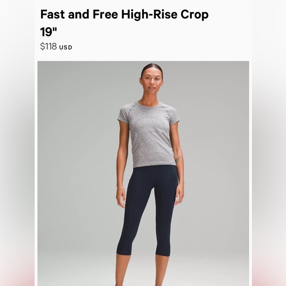 Lululemon leggings Fast and Free High-Rise Crop 19" - Picture 6 of 6